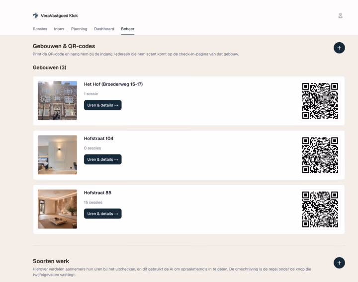 Vera Vastgoed Klok — Gebouwen & QR-codes